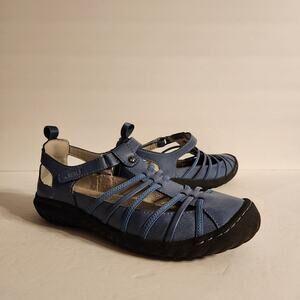 JBU by Jambu Peace Womens 7.5M Mary Jane Flat Blue Denim Faux Leather Closed Toe